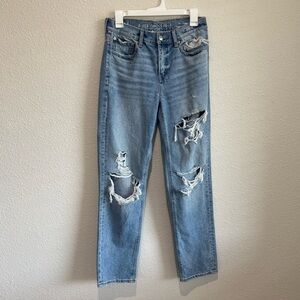 American Eagle Womens Size 4 90's Straight Distressed Jeans Western Streetwear